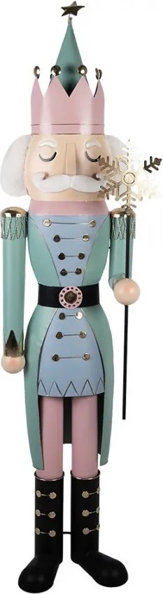 Kovová dekorácia Luskáčik Nutcracker v ružovo-zelenom - 43*35*171 cm