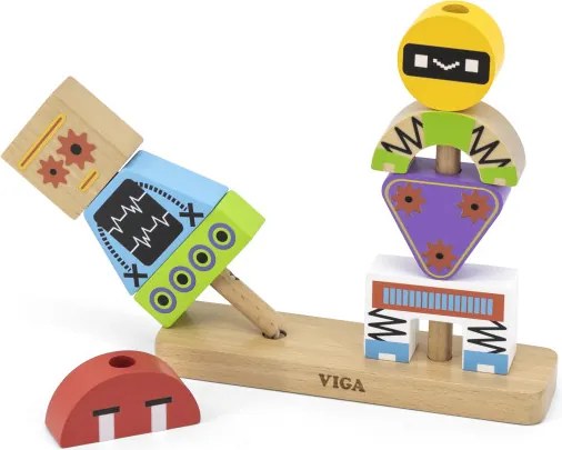 Drevená skladačka pre deti Viga 44652 Roboti