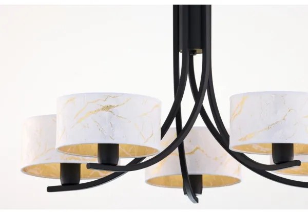 Jupiter 2104 - Luster na reťazi ARTHUR 5xE27/15W/230V biela/čierna/mramorový dekor