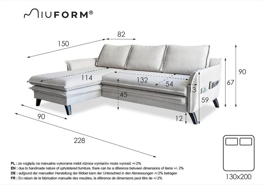 Tyrkysovomodrá rozkladacia rohová pohovka Miuform Charming Charlie, ľavý roh