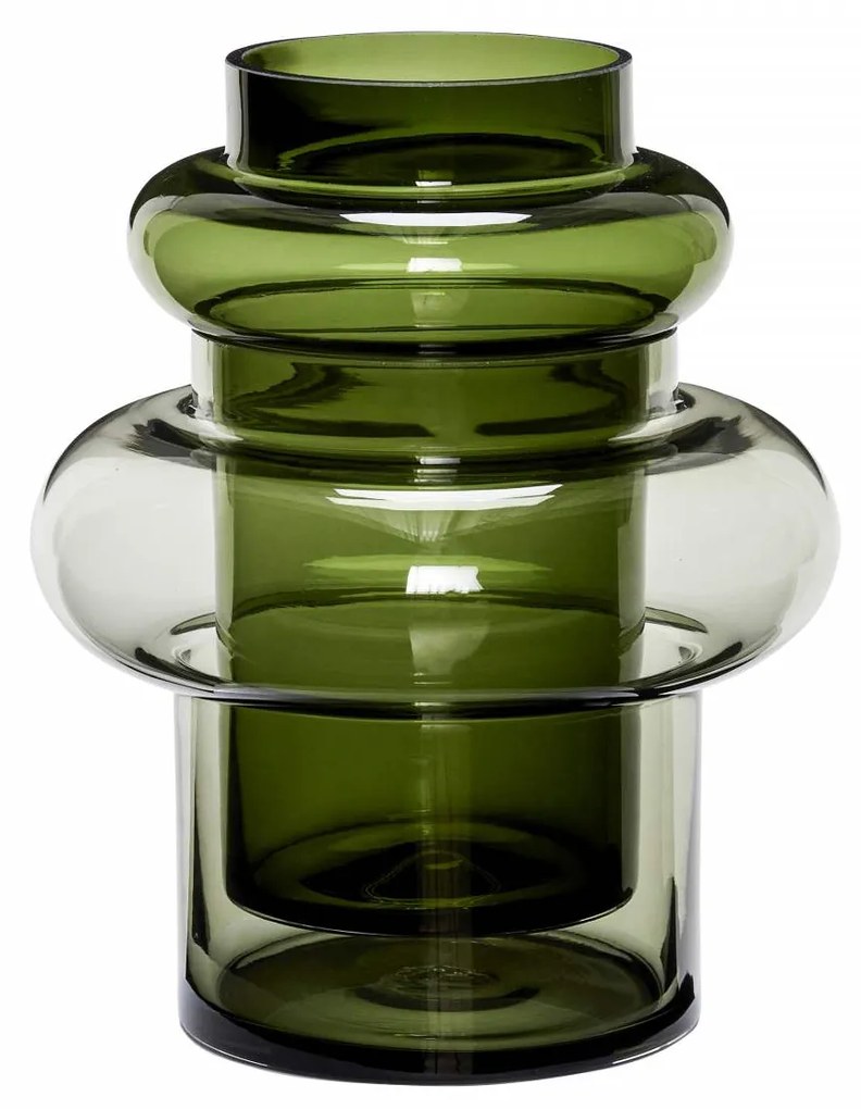 Hübsch Sklenená váza Green Glass 22 cm