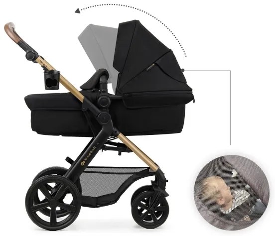 KINDERKRAFT - Kombinovaný kočík 3v1 MOOV 2 Pure black + autosedačka MINK PRO