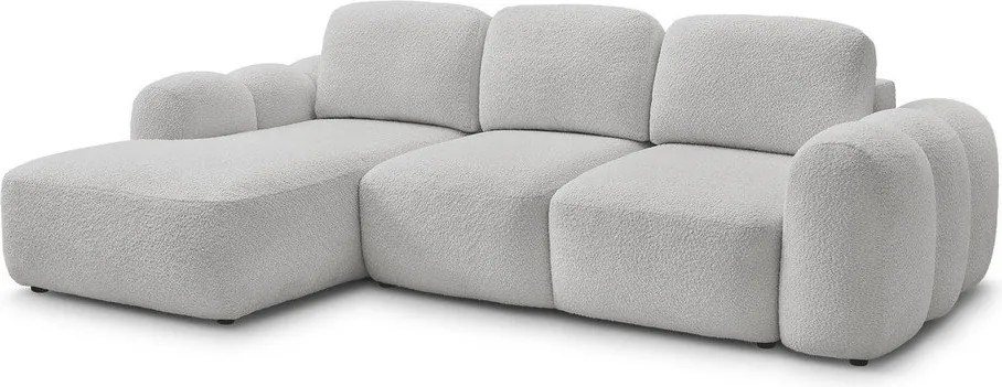 Svetlosivá rozkladacia/s úložným priestorom rohová pohovka z textílie buklé (ľavý roh/s leňoškou) Montaigne – Bobochic Paris