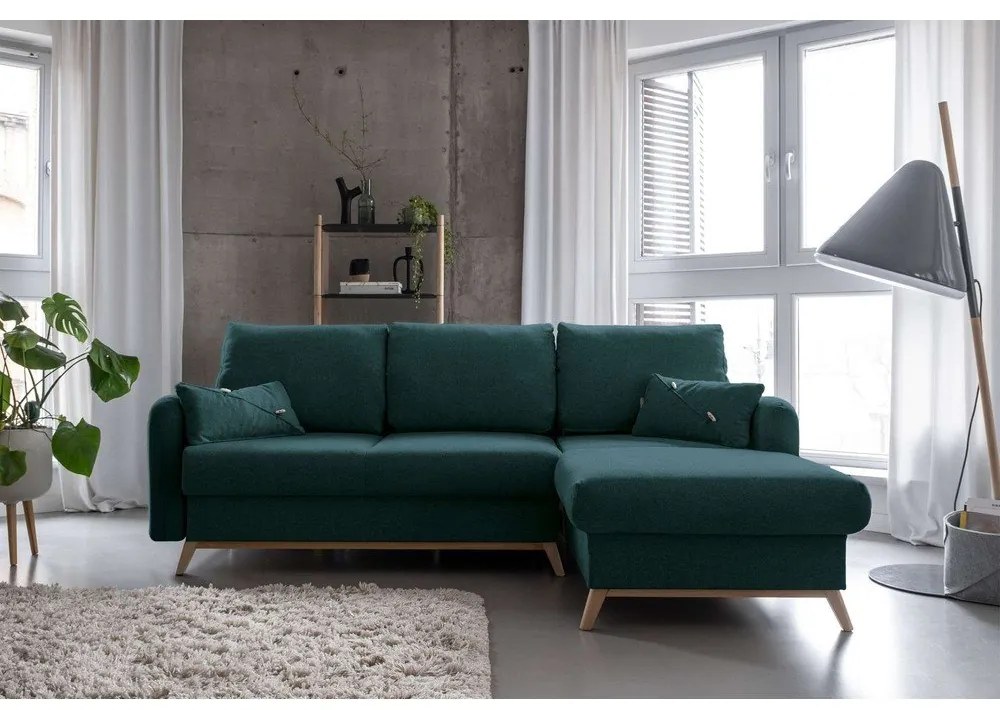 Tyrkysovomodrá rozkladacia rohová pohovka Miuform Scandic Lagom, pravý roh