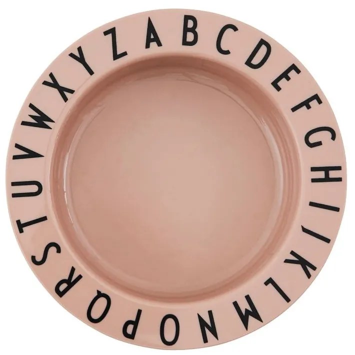 Béžový detský hlboký tanier Design Letters Eat &amp; Learn, 15,5 cm