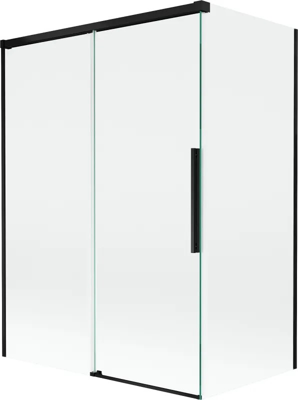 Mexen Rox, 2-krídlová posuvná vaňová zástena 120 + 70 x 150 cm, 8mm číre sklo, čierny matný profil, 8C9-120-070-70-00