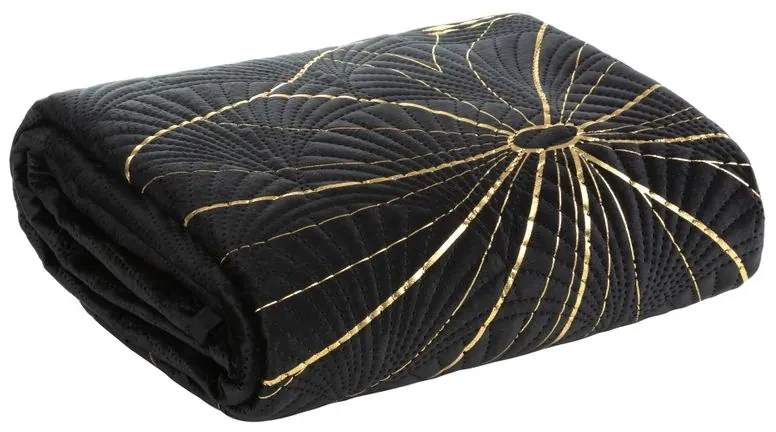 EUROFIRANY Zamatový prehoz, vyrobený technikou "hot press" s potlačou fólie 220 cm x 240 cm čierna 100 % polyester Rozmery textílií: 170 cm x 210 cm