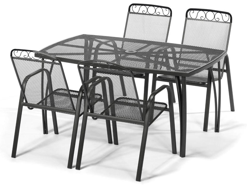 BABU záhradný set 4+1, čierny