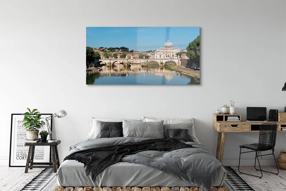 Obraz na akrylátovom skle Rome river mosty 140x70 cm