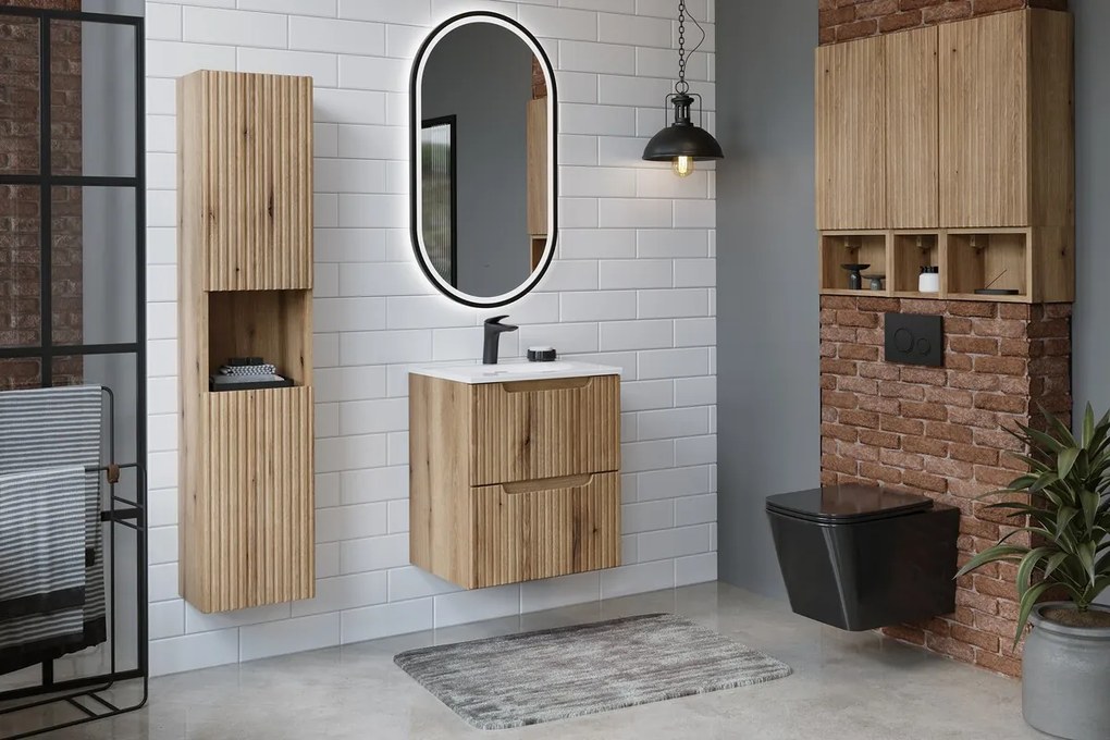 Závěsná skříňka Nova Sky se zápustným umyvadlem 60 cm dub coast evoke