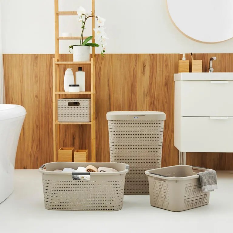 Kôš na špinavú bielizeň COUNTRY cappuccino, 55 l