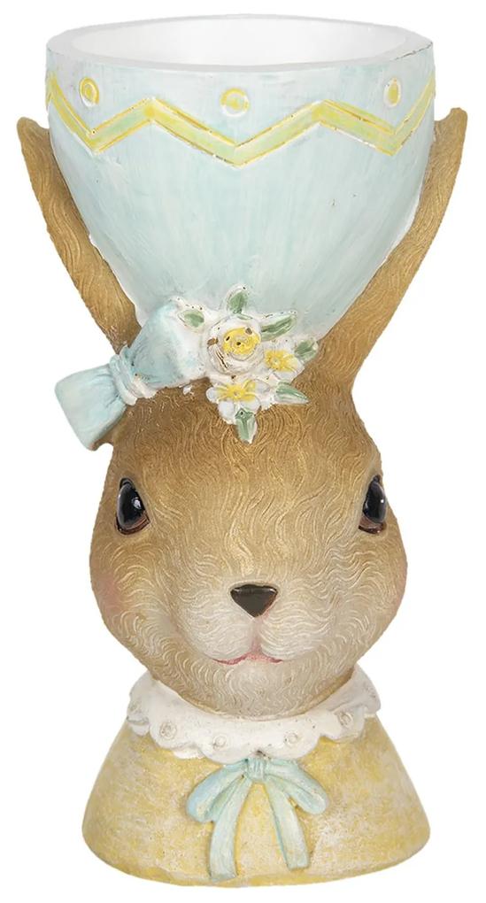 Dekorácia králičie dámy s držiakom na vajíčko v klobúku - 7 * 7 * 12 cm