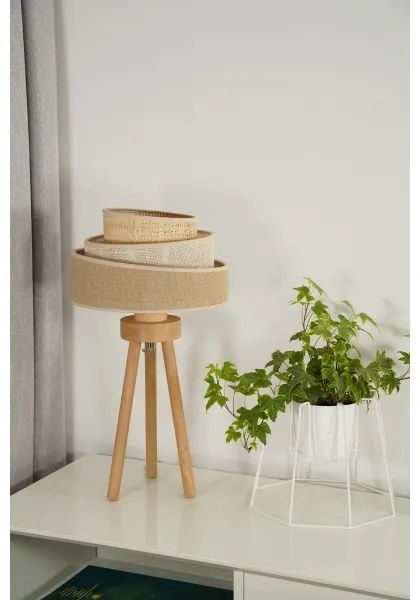 Duolla - Stolná lampa YUTE TRIO 1xE27/15W/230V pr. 25 cm hnedá/šedá/béžová