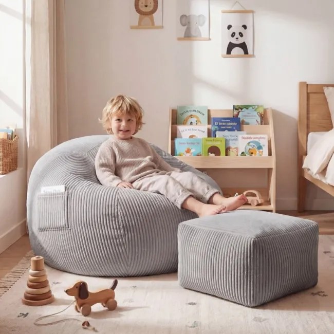 Sedací vak s podnožkou COMFY 3.0 sivý