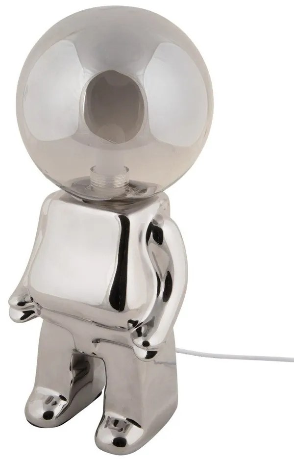 LED stmievateľná stolová lampa v striebornej farbe so skleneným tienidlom (výška 27 cm) Ross – Leitmotiv