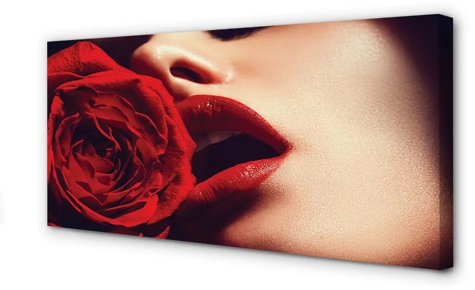 Obraz canvas Rose žena v ústach 140x70cm