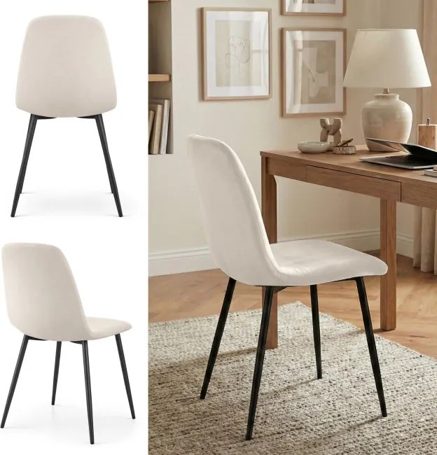 Sada dvoch jedálenských stoličiek LUMO zamatové, béžové / čierne nohy (2 ks)