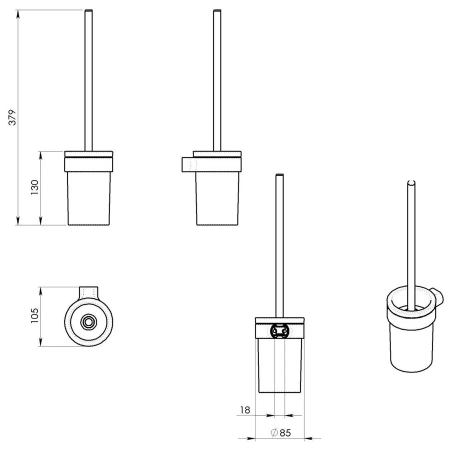Biela/v zlatej farbe nástenná sklenená WC kefa Gedy Pirenei – Sapho