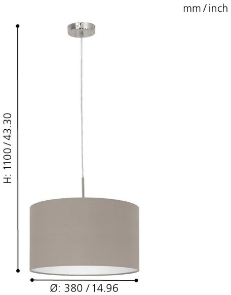 Eglo 31572 - Luster na lanku PASTERI 1xE27/60W/230V