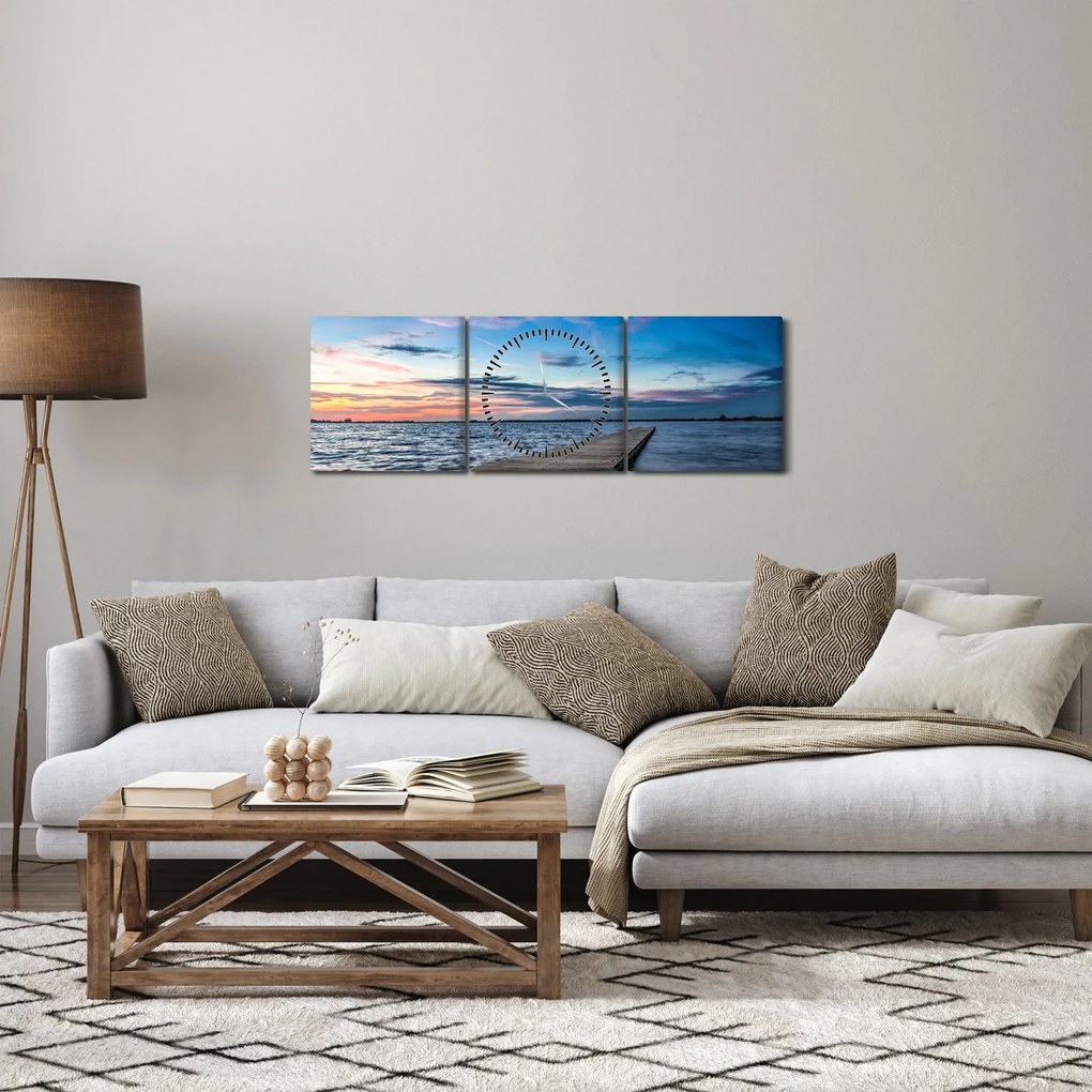 Obraz - Mólo (s hodinami) (90x30 cm)