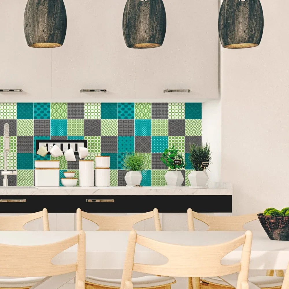 Sada 15 dekoratívnych samolepiek na stenu Ambiance Sofia, 15 × 15 cm