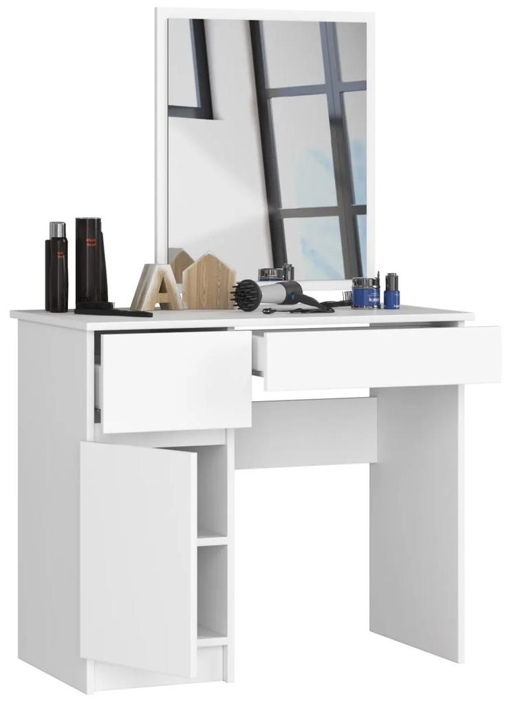Kozmetický stolík so zrkadlom P-2 II 90x50 cm biely ľavý