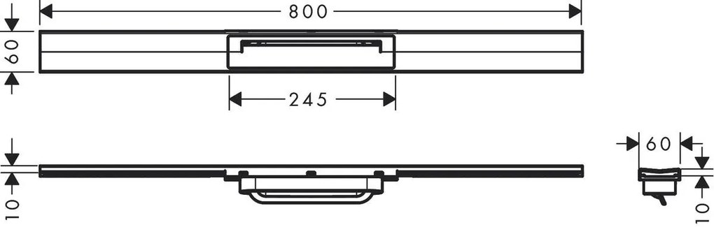 Hansgrohe RainDrain Flex, vrchná sada sprchového žľabu 800, skracovateľný, pre inštaláciu voľne na plochu, chrómová, HAN-56044000