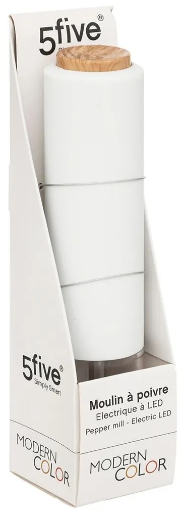 Elektrický mlynček na korenie Modern White, 22,5 cm