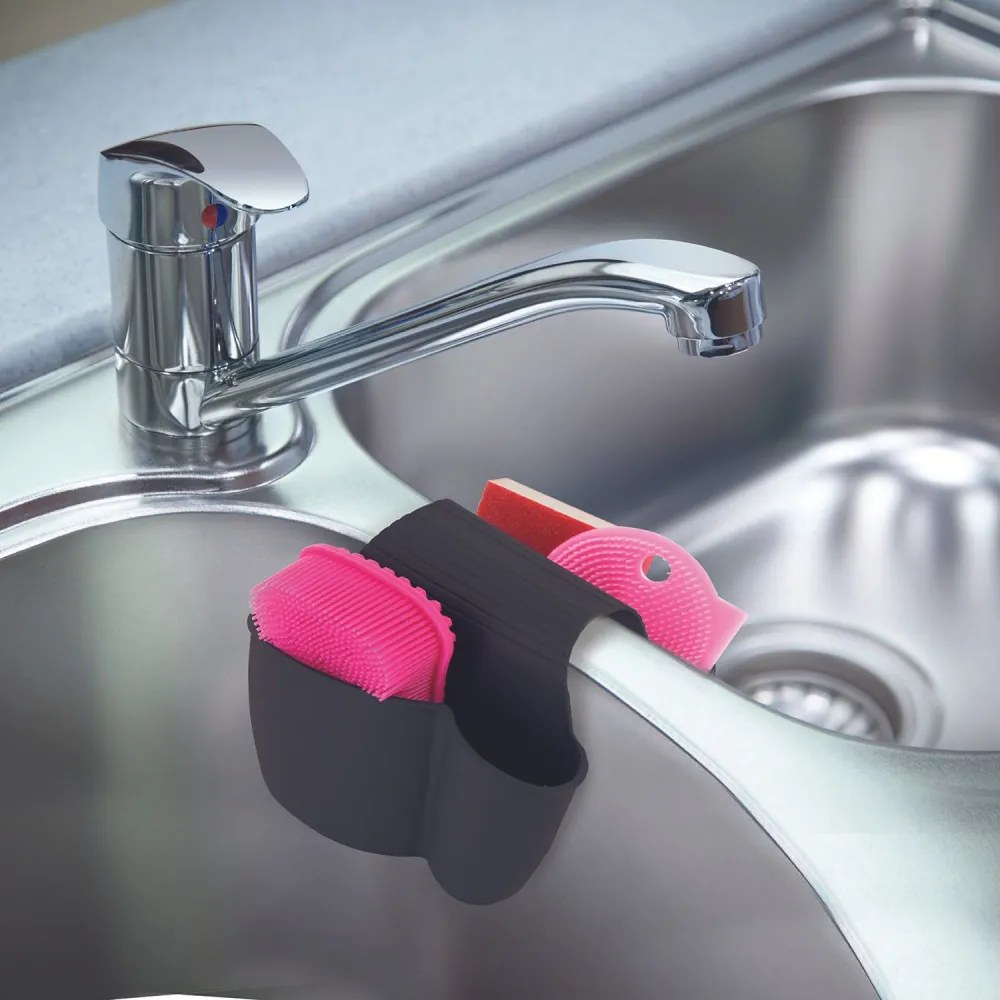 CMP Paris Držiak na hubku na dvojitý drez, silikónový, sivý GABKE