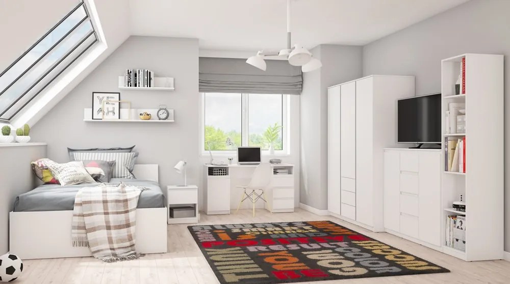 Posteľ so zásuvkami Carlos 140x200, biela