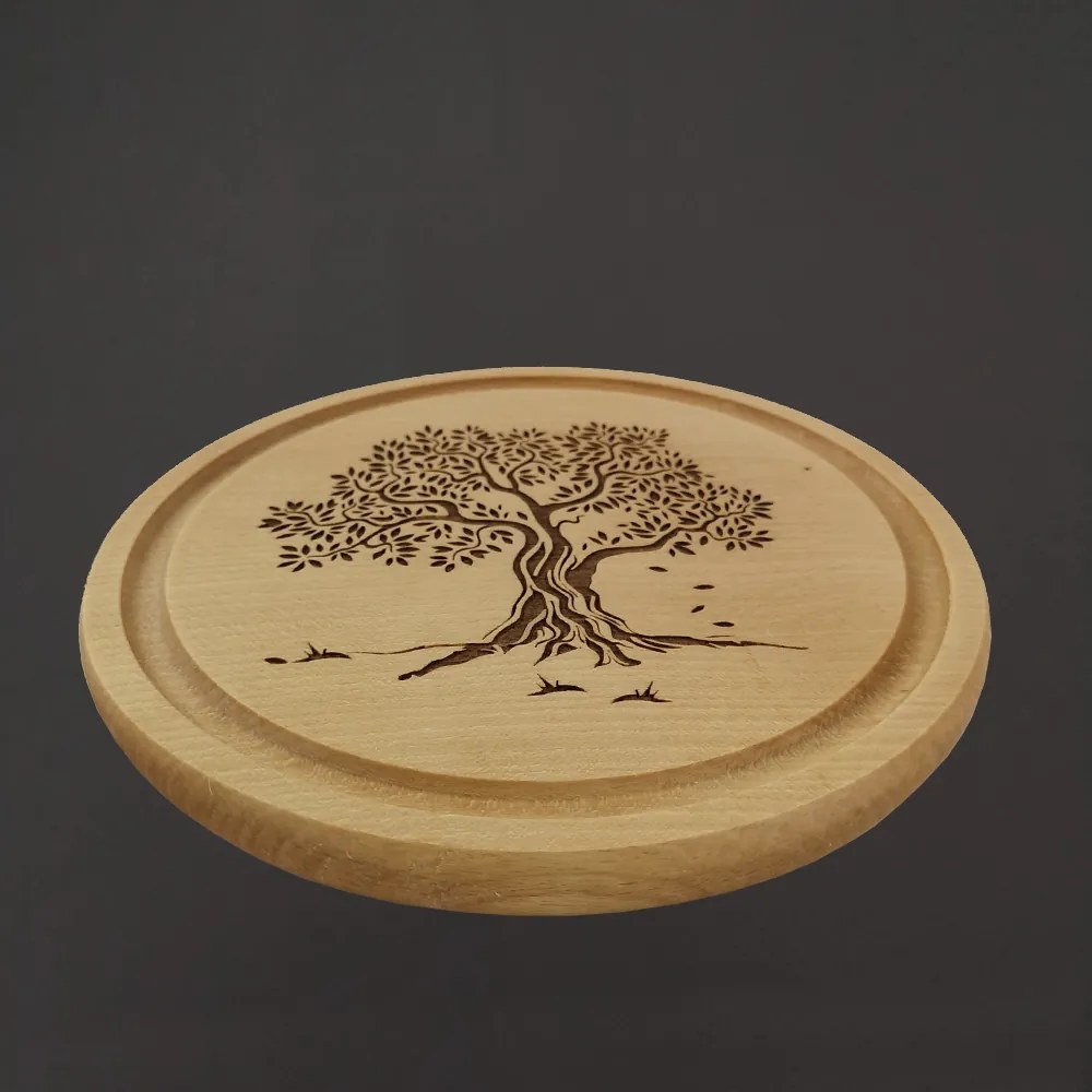 AMADEA Drevená servírovacia doštička - podnos strom, masívne drevo, 20 cm