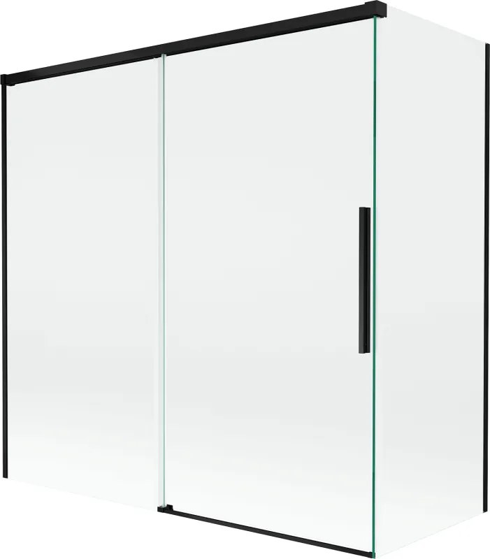 Mexen Rox, 2-krídlová posuvná vaňová zástena 160 + 75 x 150 cm, 8mm číre sklo, čierny matný profil, 8C9-160-075-70-00