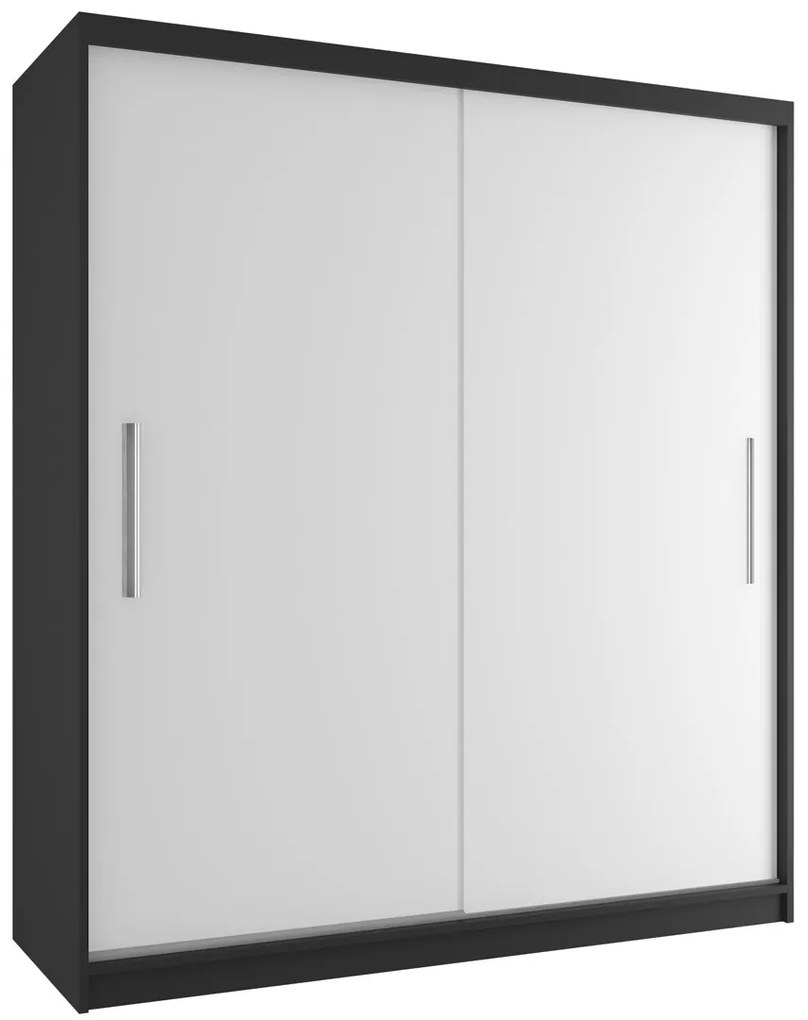 Šatníková skriňa 158 cm Belini čierny mat / biely mat s posuvnými dverami  SI SZP3/1/B/W/0/AL