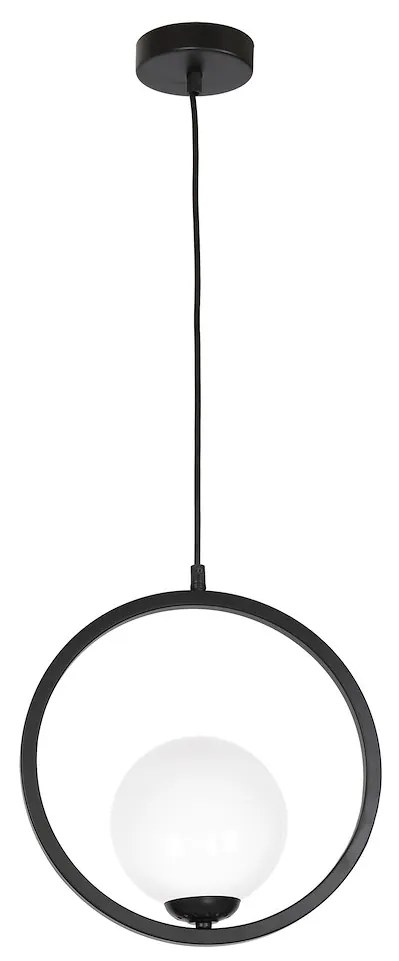 Závesné svietidlo Boston, 1x biele sklenené tienidlo, b