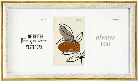 Multirám pre 3 ks foto 10x15 cm, hnedá/krémová%