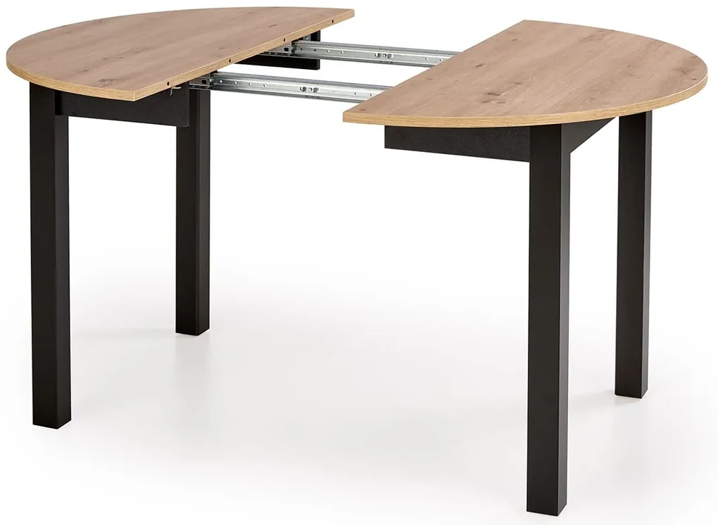 Rozkladací okrúhly stôl 102 Neryt - Dub artisan / Čierny