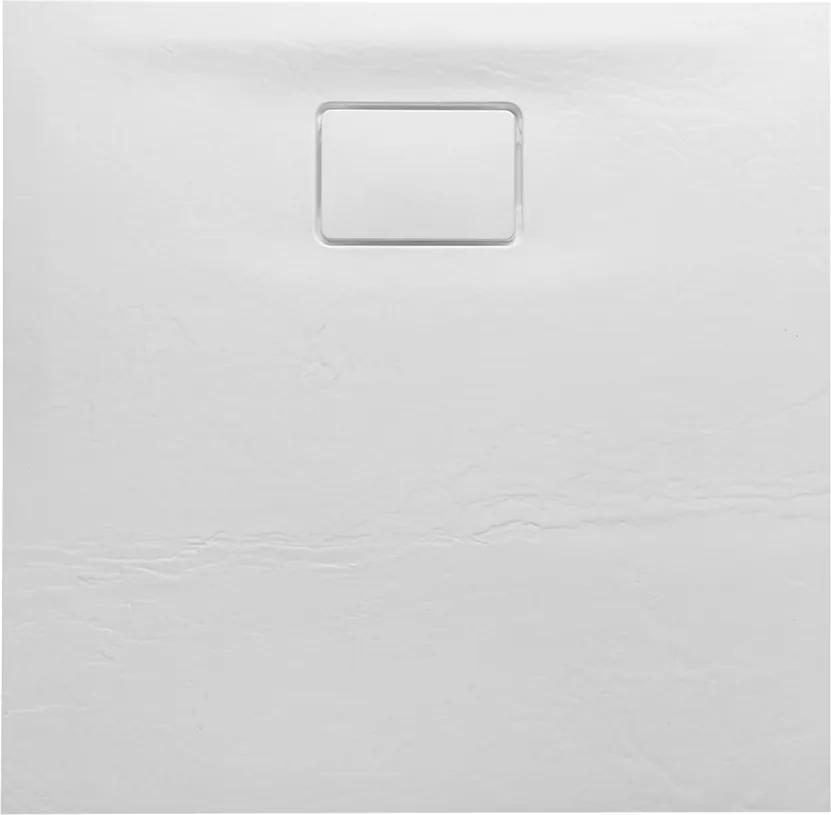 SAPHO - ACORA sprchová vanička,litaty mramor,štvorec 80x80x3,5cm,biela,dekor kameň (AC001)