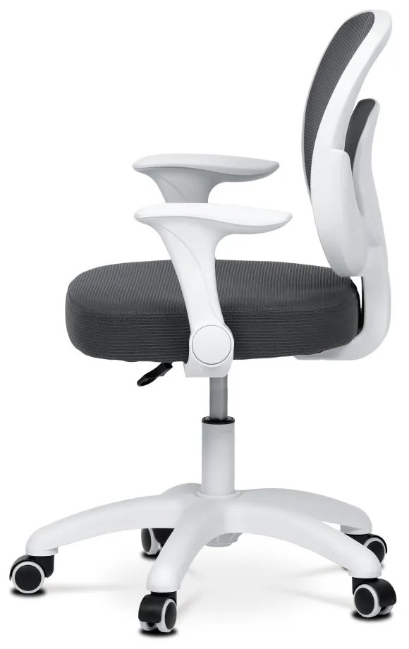 Detská pracovná stolička DINO — sieť / látka, tmavo sivá