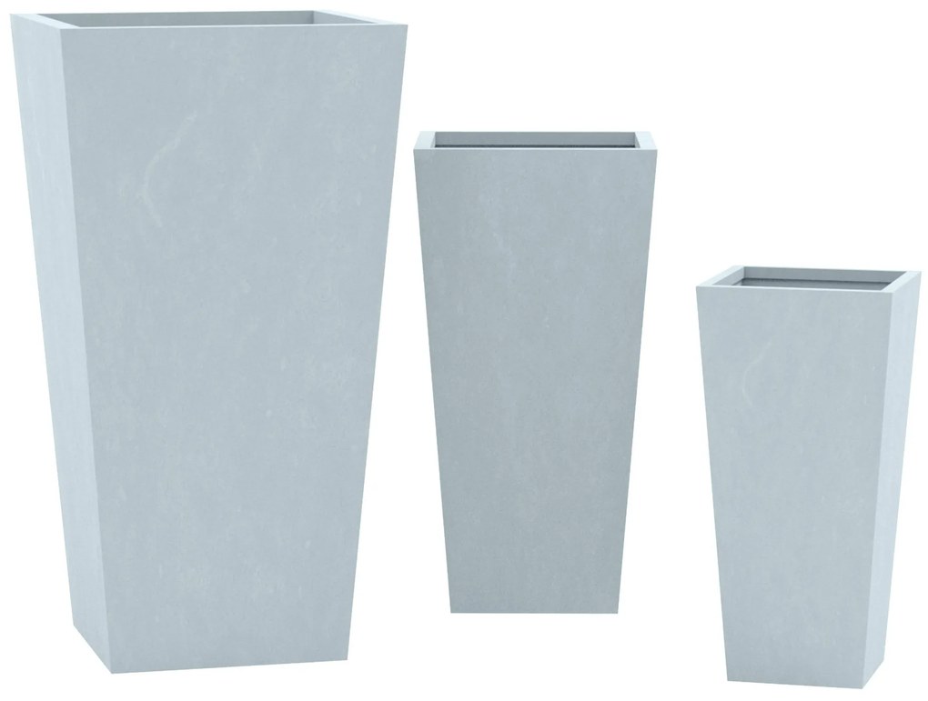 Sada 3 ks kvetináčov 2 square - sivá