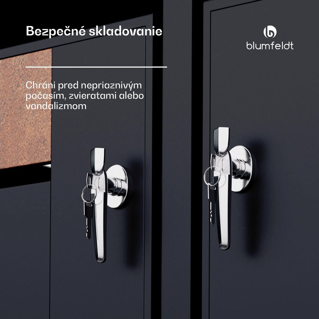 Blumfeldt BinSafe, box na odpadky, 2 odpadkové koše, 240 l, uzamykateľný, pozinkovaná oceľ odolná voči poveternostným vplyvom, výsadbová strecha