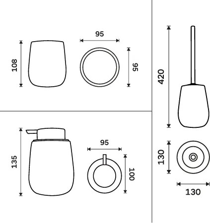 Nimco Dávkovač, pohárik, WC kefa TABO - TA SET-04