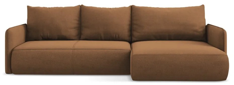 Oranžová rozkladacia/s úložným priestorom rohová pohovka (pravý roh) Nanea – Makamii