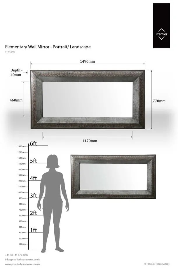 Nástenné zrkadlo 77x149 cm Elementary – Premier Housewares