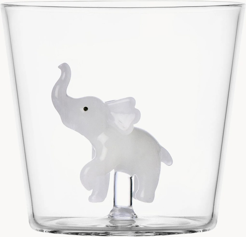 Ručne vyrobený pohár z borosilikátového skla White Elephant