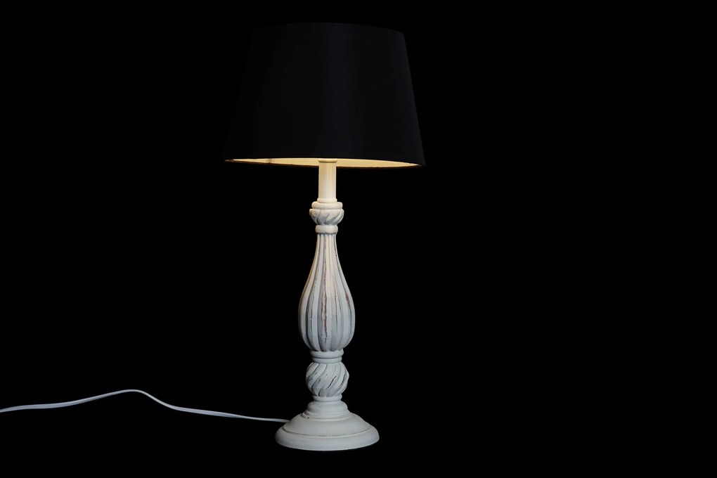Stolná lampa s tienidlom, biela s patinou, 23x47 cm