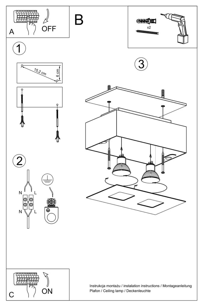 Stropné svietidlo MONO 2 biele