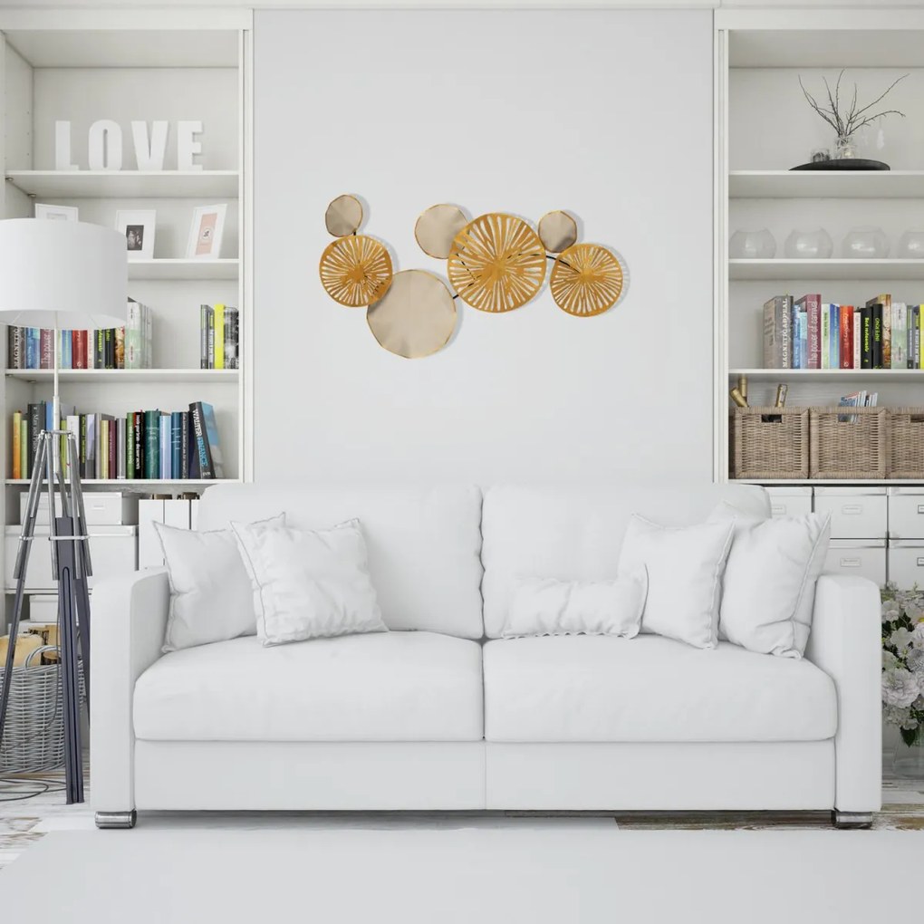 Nástenná kovová dekorácia ASTRID II 130 cm zlatá/šedá