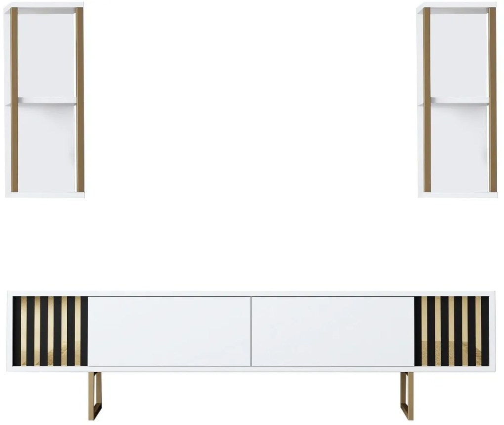 Súprava nábytku do obývacej izby Gold Line biela/zlatá