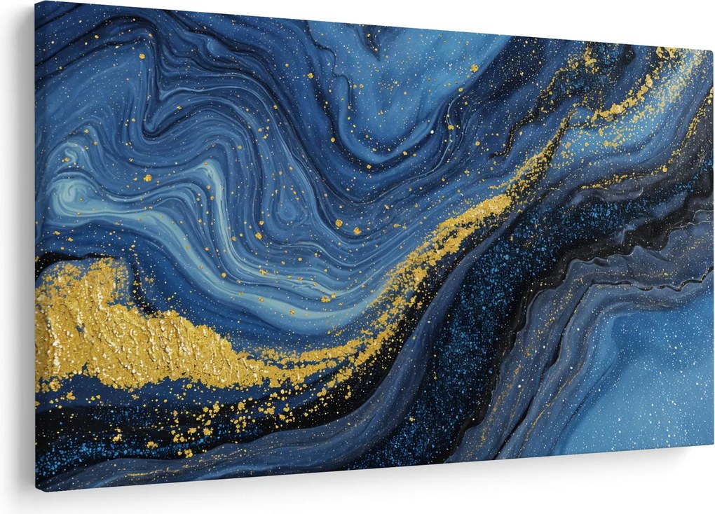 Obraz - Modro-zlatá abstrakcia (90x60 cm)