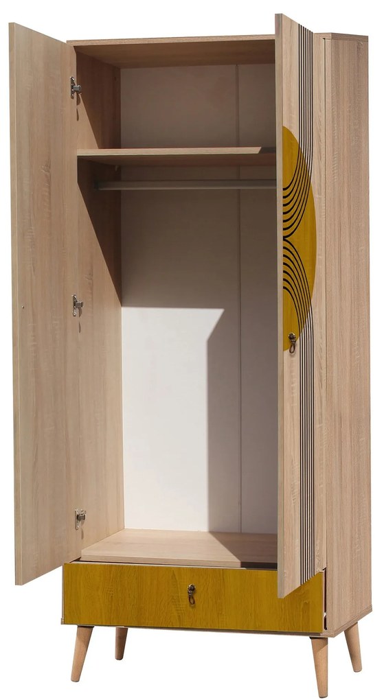 Šatníková skriňa Grandrop Sun 80 cm hnedá/viacfarebná